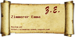 Zimmerer Emma névjegykártya